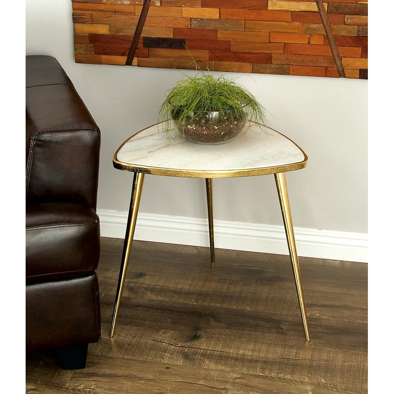 Cole & Grey Aluminum/Marble End Table & Reviews Wayfair